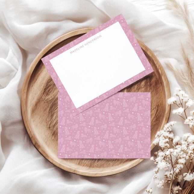 Konstellationen von weißen Hunden hellrosa Monogra Mitteilungskarte (Von Creator hochgeladen)