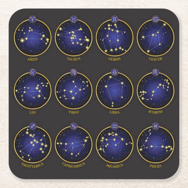 Konstellations-Untersetzer Rechteckiger Pappuntersetzer (Vorderseite)