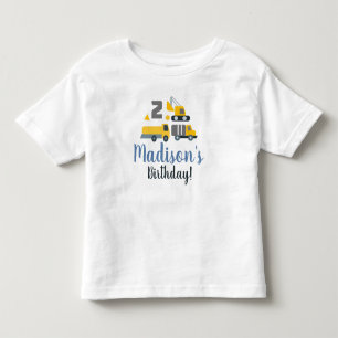 Konstruktion  Geburtstag Zwei Fahrzeug Party Name  Kleinkind T-shirt