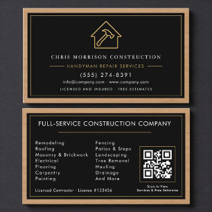 Konstruktion & Handwerker QR-Code Holz Visitenkarte