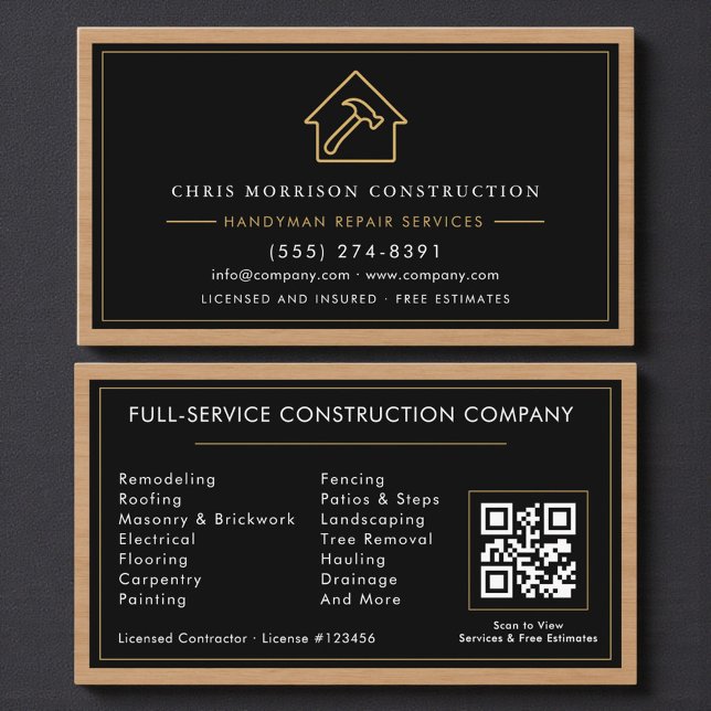Konstruktion & Handwerker QR-Code Holz Visitenkarte (Von Creator hochgeladen)