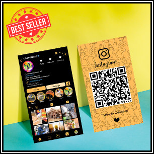 Konstruktion Instagram Pfirsich QR-Code Visitenkarte