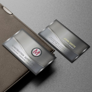 Konstruktion Metalle Gerahmt Monogramm Silbermetal Visitenkarte