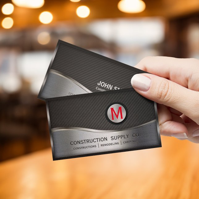 Konstruktion Monogram LOGO Black und Silver Metal Visitenkarte (Von Creator hochgeladen)