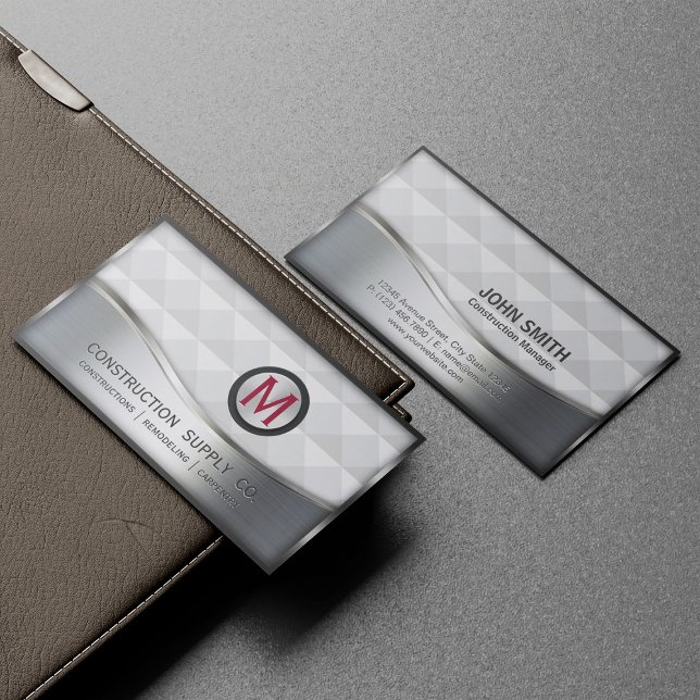 Konstruktion Monogram LOGO Black und Silver Metal Visitenkarte (Von Creator hochgeladen)