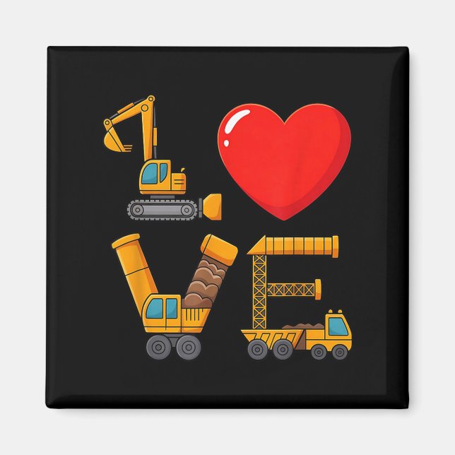 Konstruktion Valentinstag Liebe Mit Lastwagen buch Magnet (Vorne)