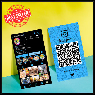 Konstruktions-Instagram Blau   QR-Code Visitenkarte
