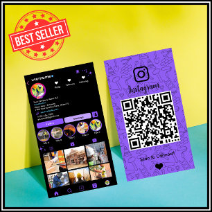 Konstruktions Instagram Lila QR-Code Visitenkarte