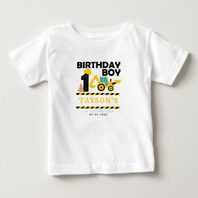 Konstruktions-LKW 1. Geburtstag | Kinderparty Baby T-shirt (Vorderseite)