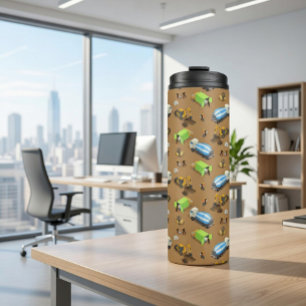 Konstruktionsfahrzeug und Arbeitsmuster Thermosbecher