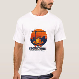 Konstruktionsleben Stahl Beton Retro Sonnenunterga T-Shirt