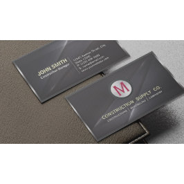 Konstruktionsmetall, Gerahmt, Monogramm, Schwarz Visitenkarte