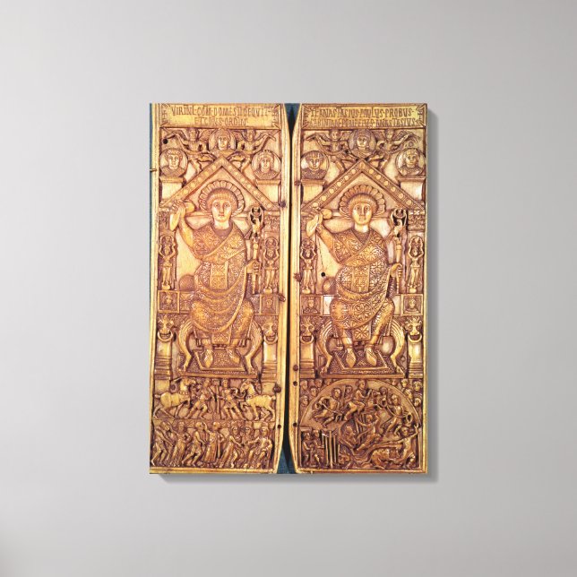 Konsulardiptych Anastasius geschnitzt Leinwanddruck (Vorderseite)