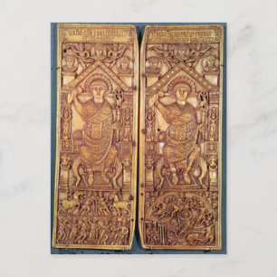 Konsulardiptych Anastasius geschnitzt Postkarte