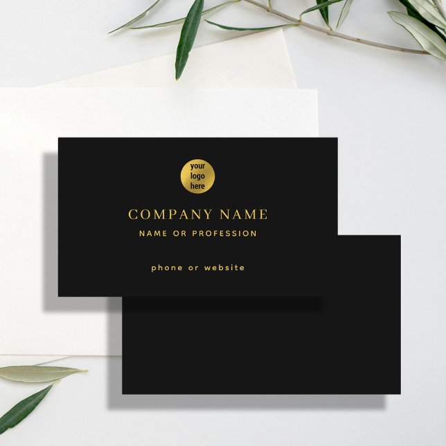 Kontakt mit dem Luxus Black Gold Minimal Business  Visitenkarte (Luxury Black Gold Minimal Business Logo Contact Business Card)