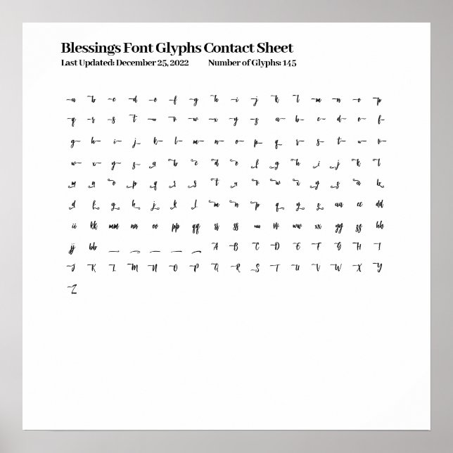 Kontaktformular für Schriftart-Glyphen Poster (Vorne)