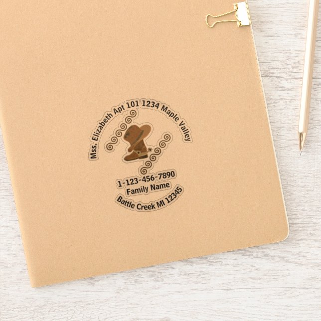 Kontaktinformationen zu Cowgirl Boots und Hat Fami Aufkleber (Notizbuch)