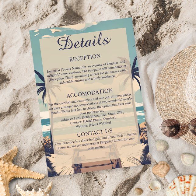 Kontaktkarte für das Tropical Beach Wedding Einladung (Von Creator hochgeladen)