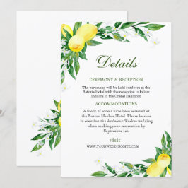 Kontaktkarte für Lemons zur Hochzeitsempfehlung Einladung