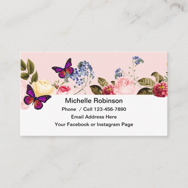 Kontaktkarten für einfache Damen und soziale Netzw Visitenkarte (Vorderseite)