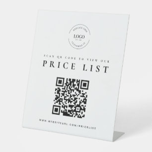 Kontaktlose Preisliste QR Code Firmenlogo Sockelschild