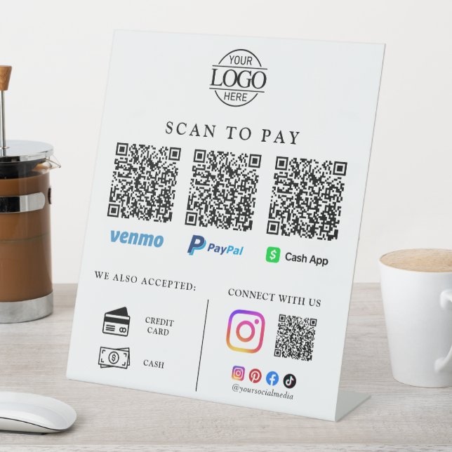 Kontaktloser QR-Code Geschäft-Logo-Scan zum Bezahl Sockelschild (In Situ)