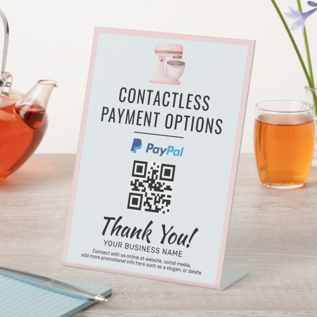 Kontaktloses Bezahlen QR-Code-Schild | PayPal | Bä Sockelschild (In Situ)