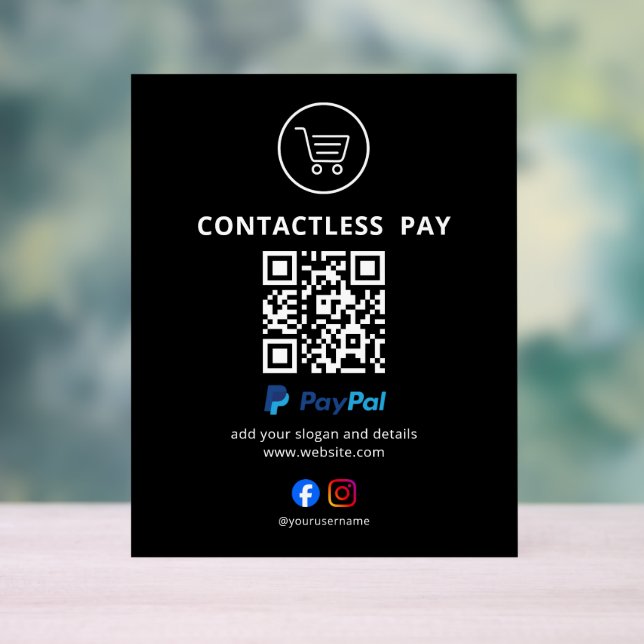 Kontaktloses Bezahlen QR-Code-Schild | PayPal | Im Acrylschild (Neutral)