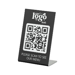 Kontaktloses QR-Code-Restaurant-Menü mit Logo Sockelschild