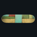 Kontempoare Küste mehrfarbige Malerei Skateboard<br><div class="desc">Aqua,  grün,  rot und gelb treffen sich in einer Explosion von Farben,  die an ein Muster auf einem Stranddeck erinnert. Dieses zeitgenössische Küstengemälde an der Wand zu hängen,  könnte Sie dazu verleiten,  den Urlaub zu nehmen,  den Sie verbringen! Das ist ein tolles Geschenk für alle,  die einen Strandurlaub brauchen.</div>