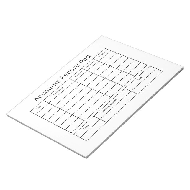 Kontenaufzeichnungsblock Ledger Notizblock (angewinkelt)