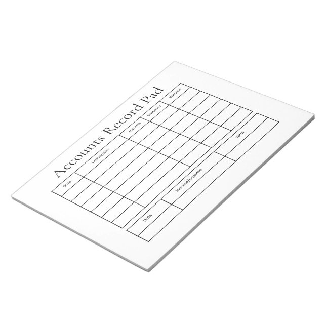 Kontenaufzeichnungsblock Ledger Notizblock (angewinkelt)