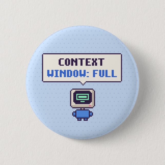 Kontextfenster: Vollständiger Lustiger AI-Pixel-Bu Button (Vorderseite)