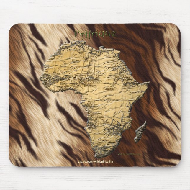 Kontinentale Afrika-Karte auf Faux-Fell-Hintergrun Mousepad (Vorne)