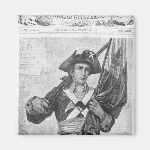 Kontinentaler Soldat, der eine Musketenflagge häl Magnet