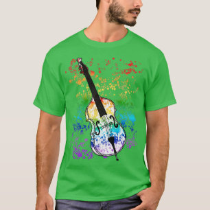 Kontrabass Regenbogen Farben Bassist Jazz Musiker T-Shirt