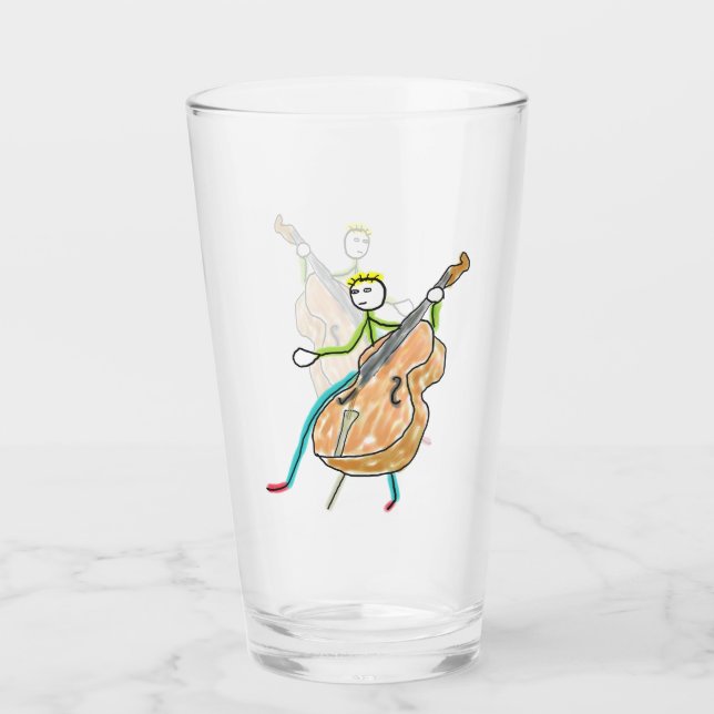 Kontrabass Stickman Glas (Vorderseite)