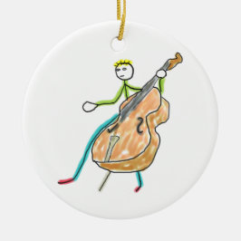 Kontrabass-Strichmännchen Keramik Ornament