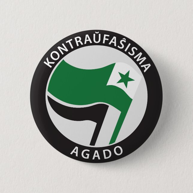 Kontraress faŝ isma-agado Esperanto Button (Vorderseite)