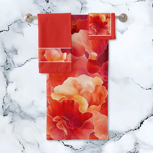 Kontrast abstrakter Blätenzündung Badhandtuch Set (Floral Ignition Towel Set.)