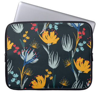 Kontrast-Blumenbürste: Nahtloses Schwarz Laptopschutzhülle