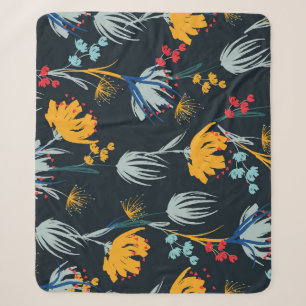 Kontrast-Blumenbürste: Nahtloses Schwarz Sherpadecke