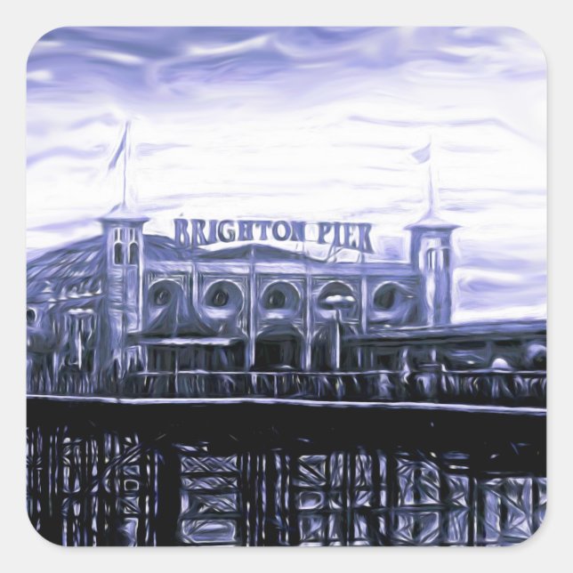 Kontrast Brighton Pier Digital Painting Magnet-Tas Quadratischer Aufkleber (Vorderseite)