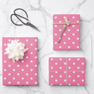 Kontrast & Einheit: Flamingo Pink & White Polka Pu Geschenkpapier Set