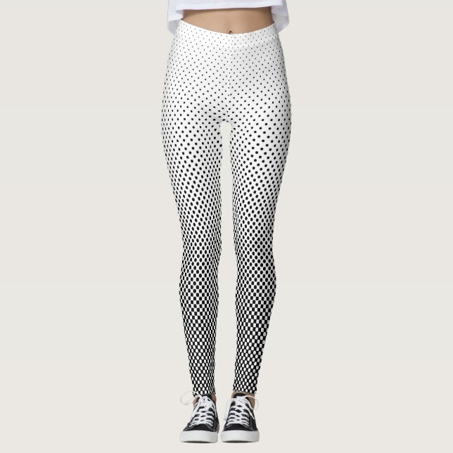 Kontrast-Halbtonpunkt-Schwarzweiss-Abnehmen Leggings (Vorderseite)