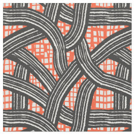 Kontrastlinien rot schwarz - Japandi Stoff