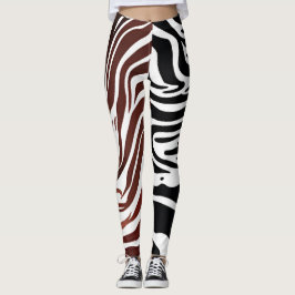 Kontratratraste Schwarz-weiße braune karierte Legg Leggings
