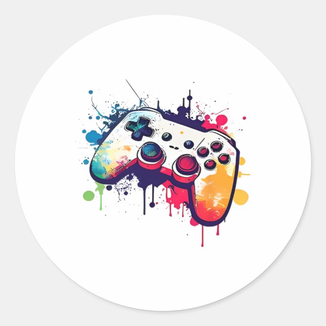 Kontrolle aller Videospielcontroller-Gamer Runder Aufkleber (Vorderseite)