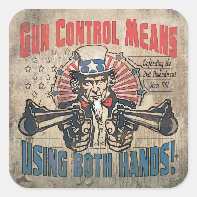 Kontrolle bedeutet zwei Hände Retro Quadratischer Aufkleber (Vorderseite)
