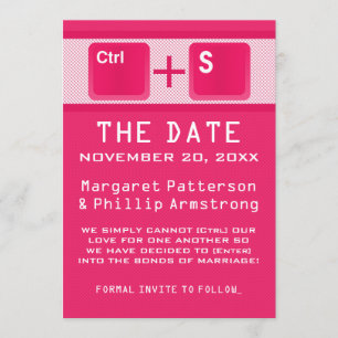 Kontrolle der Computertasten Save the Date, rosa Date